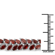 Load image into Gallery viewer, 18K White Gold Over Silver Garnet Tennis Bracelet