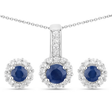 Load image into Gallery viewer, Silver Blue Sapphire Jewelry Set