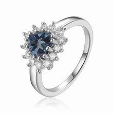 Load image into Gallery viewer, London Blue Topaz Halo Heart Ring - FineColorJewels