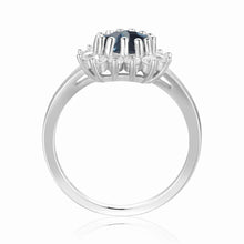 Load image into Gallery viewer, London Blue Topaz Halo Heart Ring - FineColorJewels