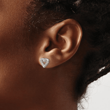 Load image into Gallery viewer, model in heart shape earrings, model in heart shape stud