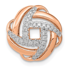 Load image into Gallery viewer, 14K Rose Gold Lab Grown Diamond Love Knot Pendant, Dainty Minimal Pave Gold Pendant, Dainty Charm Pendant Jewelry, Wedding Anniversary Gift