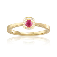 Load image into Gallery viewer, Ruby Square Ring Red Stacking Ring 