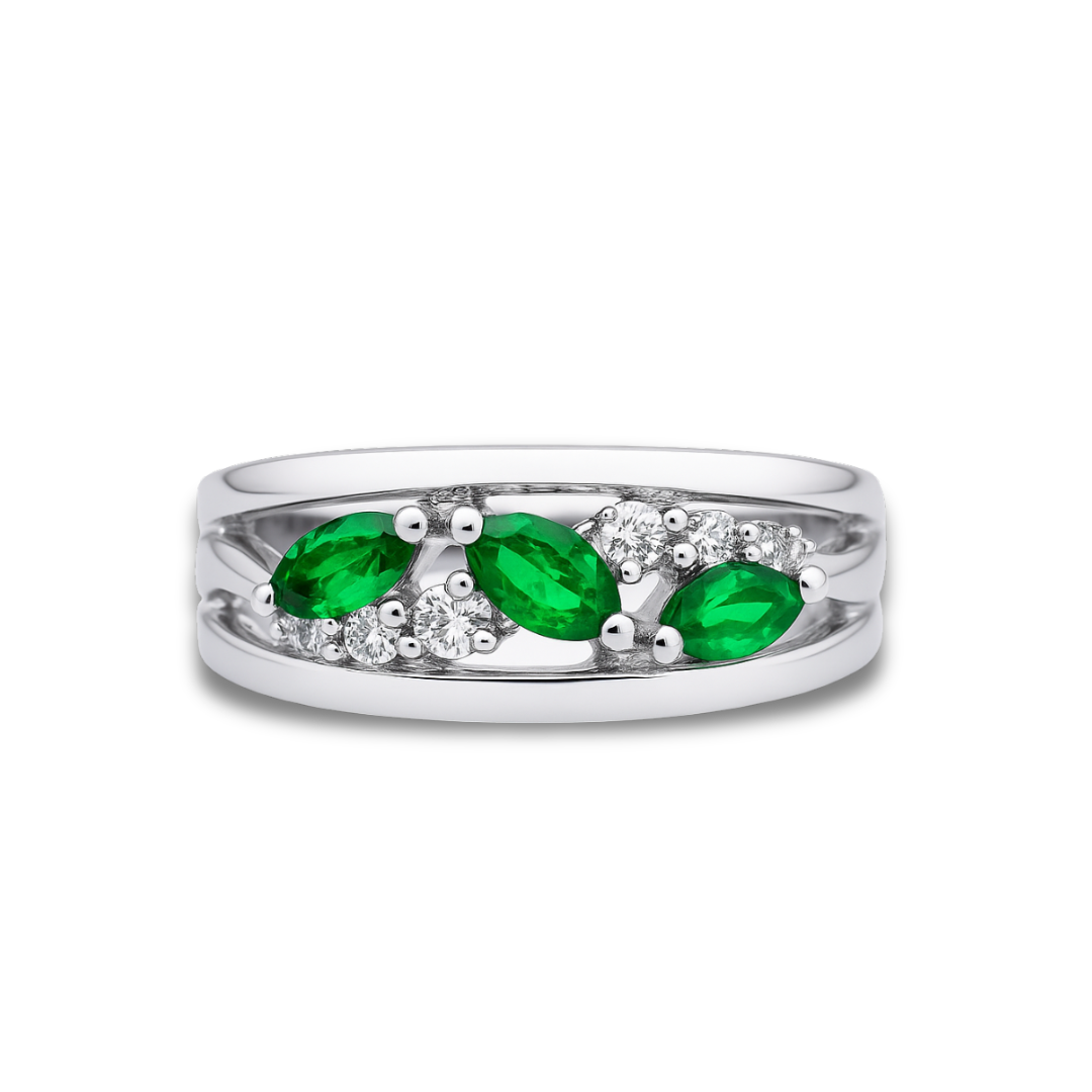 Natural Green Chrome Diopside Ring Silver Fine Color Jewels