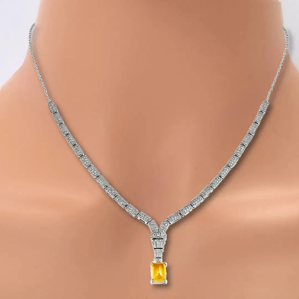 Natural Citrine Art Deco Necklace