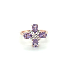 Load image into Gallery viewer, Natural Amethyst Four Leaf Clover Ring