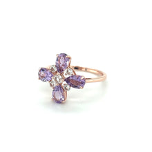 Load image into Gallery viewer, Natural Amethyst Four Leaf Clover Ring
