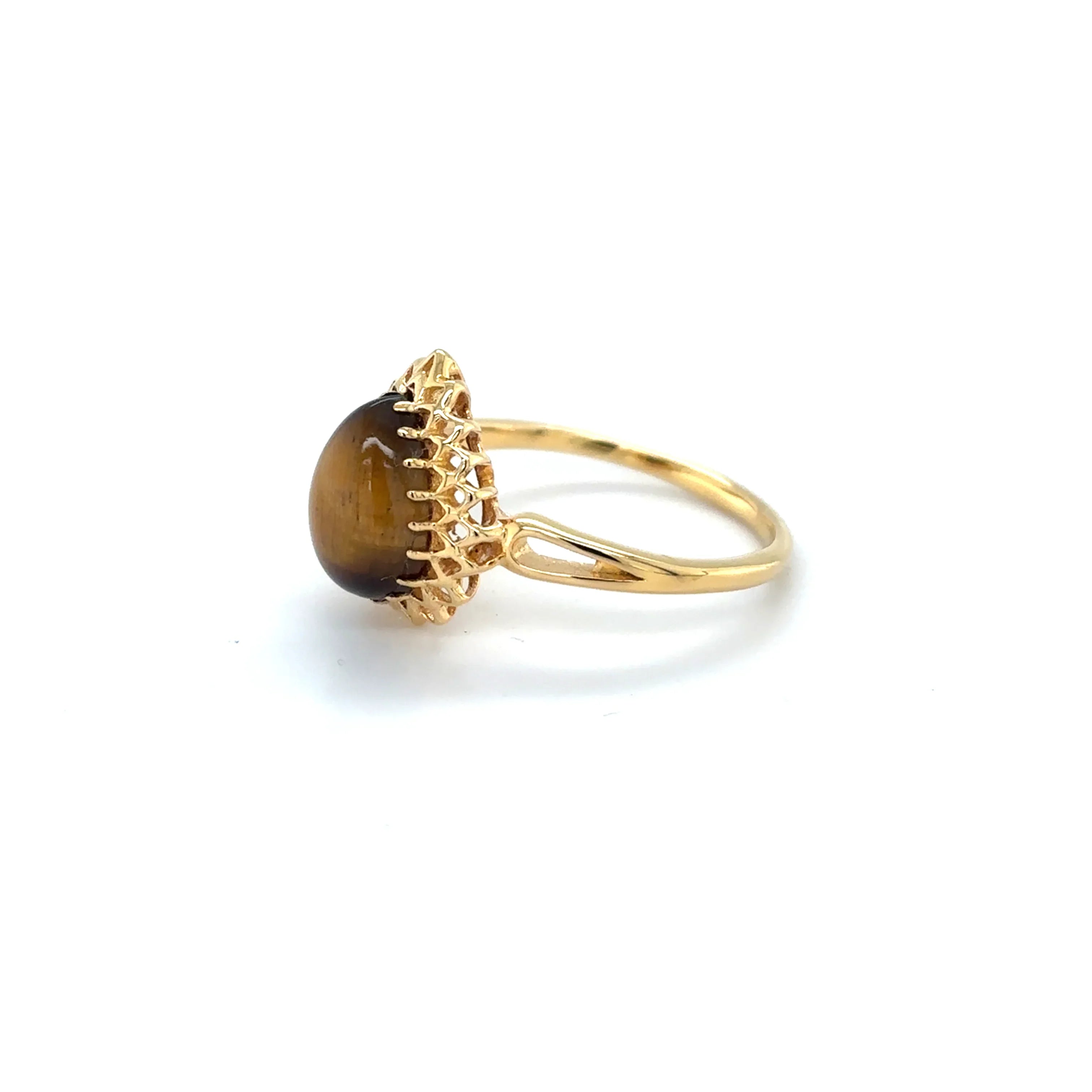Golden Tigers Eye Pear Shaped Silver Ring