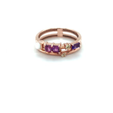 Load image into Gallery viewer, Natural Rhodolite and Multi Stone Silver Ring