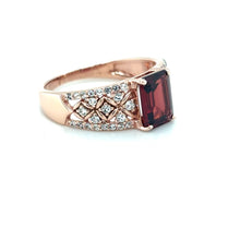 Load image into Gallery viewer, Emerald Cut Garnet and White Topaz Silver Ring