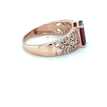 Load image into Gallery viewer, Emerald Cut Garnet and White Topaz Silver Ring