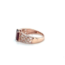 Load image into Gallery viewer, Emerald Cut Garnet and White Topaz Silver Ring