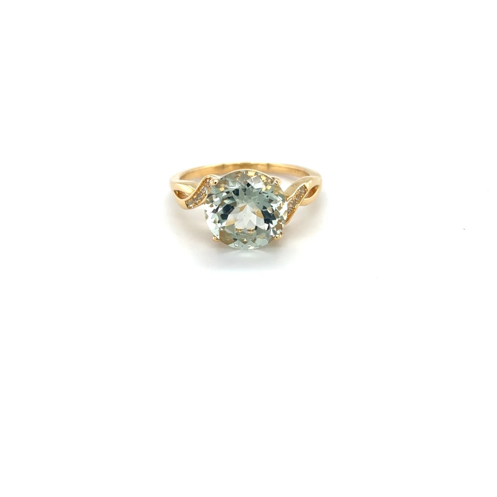 Natural Round Green Amethyst Silver Ring