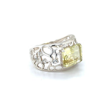 Load image into Gallery viewer, Emerald Cut Lemon Quartz Silver Filigree Ring