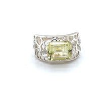 Load image into Gallery viewer, Emerald Cut Lemon Quartz Silver Filigree Ring