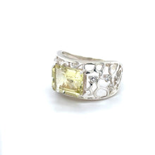 Load image into Gallery viewer, Emerald Cut Lemon Quartz Silver Filigree Ring
