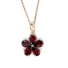 Load image into Gallery viewer, Natural Garnet Floral Pendant Necklace Silver