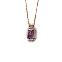 Load image into Gallery viewer, Pink Gold Emerald Cut Amethyst Pendant Necklace