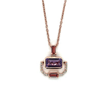 Load image into Gallery viewer, Rose Gold Emerald Cut Natural Amethyst Pendant Necklace
