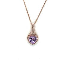 Load image into Gallery viewer, Natural Purple Amethyst Silver Heart Necklace