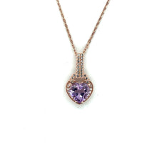 Load image into Gallery viewer, Natural Purple Amethyst Silver Heart Necklace