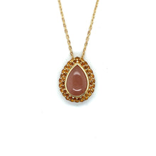 Load image into Gallery viewer, Orange Teardrop Moonstone Pendant Necklace