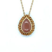 Load image into Gallery viewer, Orange Teardrop Moonstone Pendant Necklace