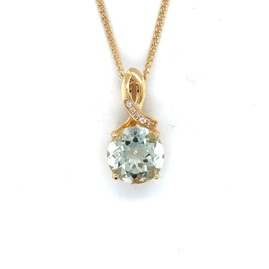 Natural Green Amethyst Pendant Necklace