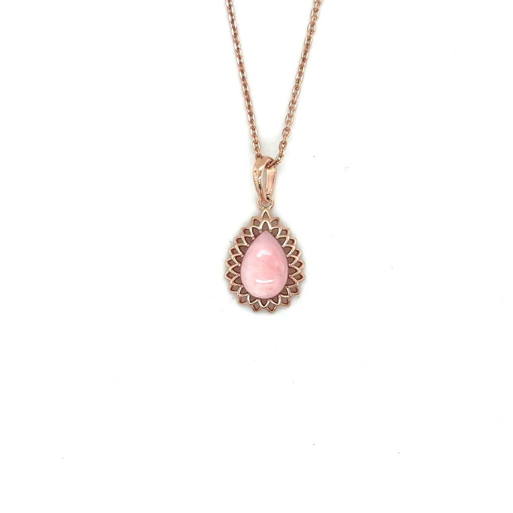 Pink Opal Teardrop Pendant Necklace
