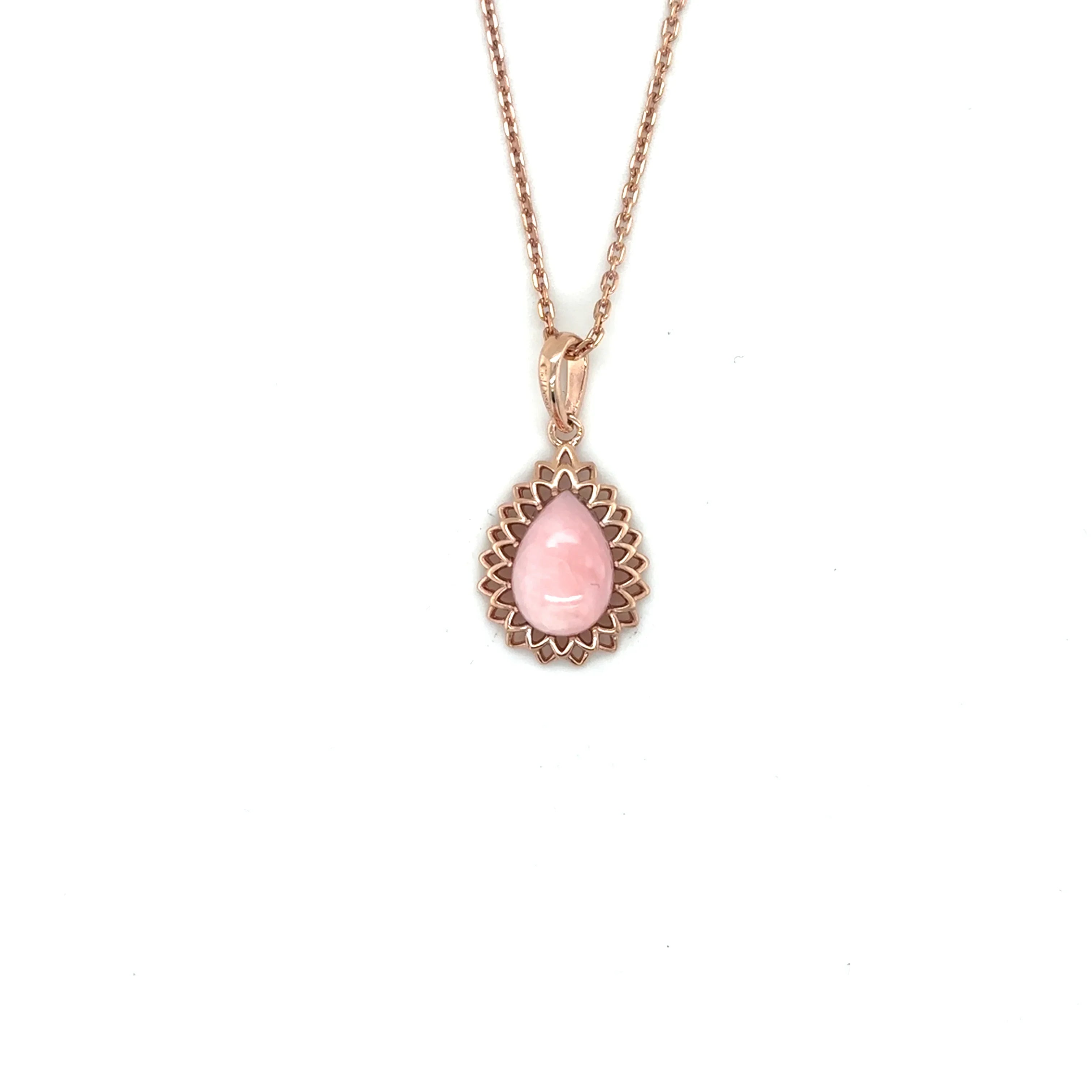 Pink Opal Teardrop Pendant Necklace