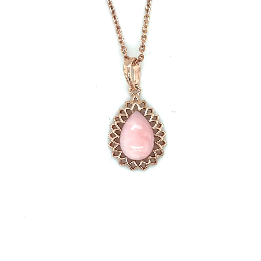 Pink Opal Teardrop Pendant Necklace