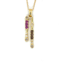 Load image into Gallery viewer, Natural Multistone Bar Drop Necklace Silver