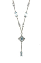 Load image into Gallery viewer, Natural Sky Blue Topaz Y Drop Necklace Silver