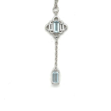 Load image into Gallery viewer, Natural Sky Blue Topaz Y Drop Necklace Silver