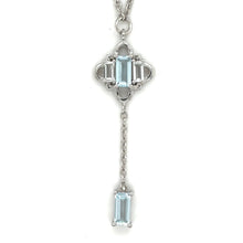 Load image into Gallery viewer, Natural Sky Blue Topaz Y Drop Necklace Silver