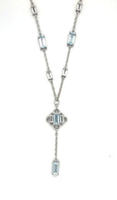 Load image into Gallery viewer, Natural Sky Blue Topaz Y Drop Necklace Silver