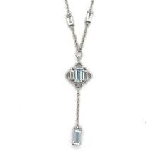 Load image into Gallery viewer, Natural Sky Blue Topaz Y Drop Necklace Silver