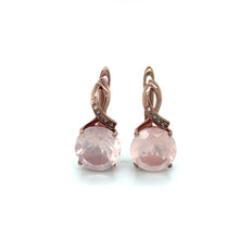 Load image into Gallery viewer, Natural Rose Quartz Silver Leverback Earrings