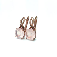 Load image into Gallery viewer, Natural Rose Quartz Silver Leverback Earrings