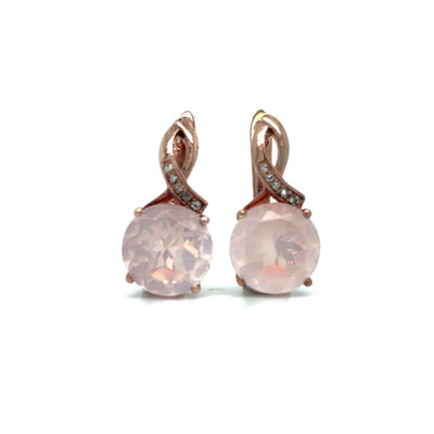 Natural Rose Quartz Silver Leverback Earrings