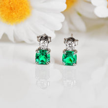 Load image into Gallery viewer, Green Colombian Created Emerald Stud Earrings