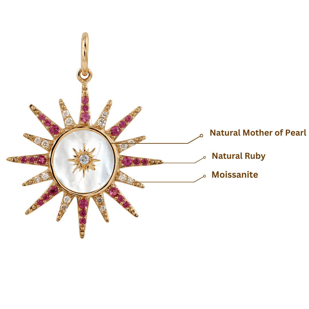 Mother of Pearl Ruby Pendant Necklace