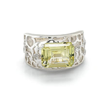 Load image into Gallery viewer, Emerald Cut Lemon Quartz Silver Filigree Ring