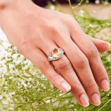 Load image into Gallery viewer, model wearing citrine ring, citrine ring for gifting, yellow gemstone ring for her