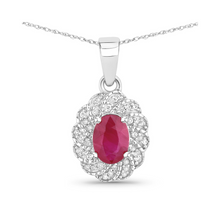 Load image into Gallery viewer, Genuine 10K Ruby and White Diamond Pendant