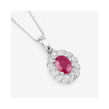 Load image into Gallery viewer, Genuine 10K Ruby and White Diamond Pendant