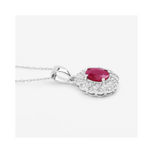 Load image into Gallery viewer, Genuine 10K Ruby and White Diamond Pendant