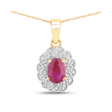 Load image into Gallery viewer, Genuine 10K Ruby and White Diamond Pendant