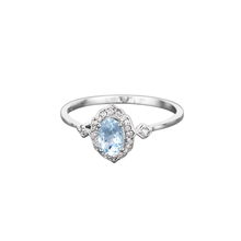 Load image into Gallery viewer, Genuine Blue Aquamarine and Diamond 14K White Gold Ring
