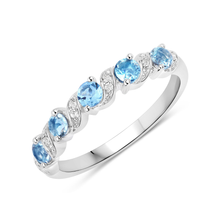 Load image into Gallery viewer, Genuine Swiss Blue Topaz 5 Stone Ring